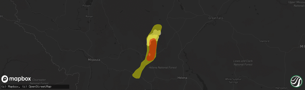 Hail map in Lincoln, MT on June 8, 2017