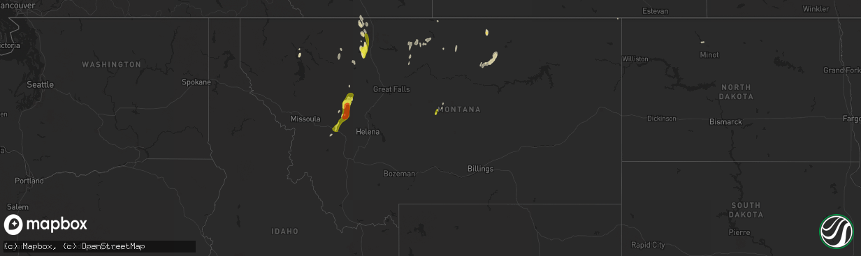 Hail map in Montana on June 8, 2017