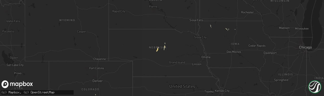 Hail map in Nebraska on June 8, 2017