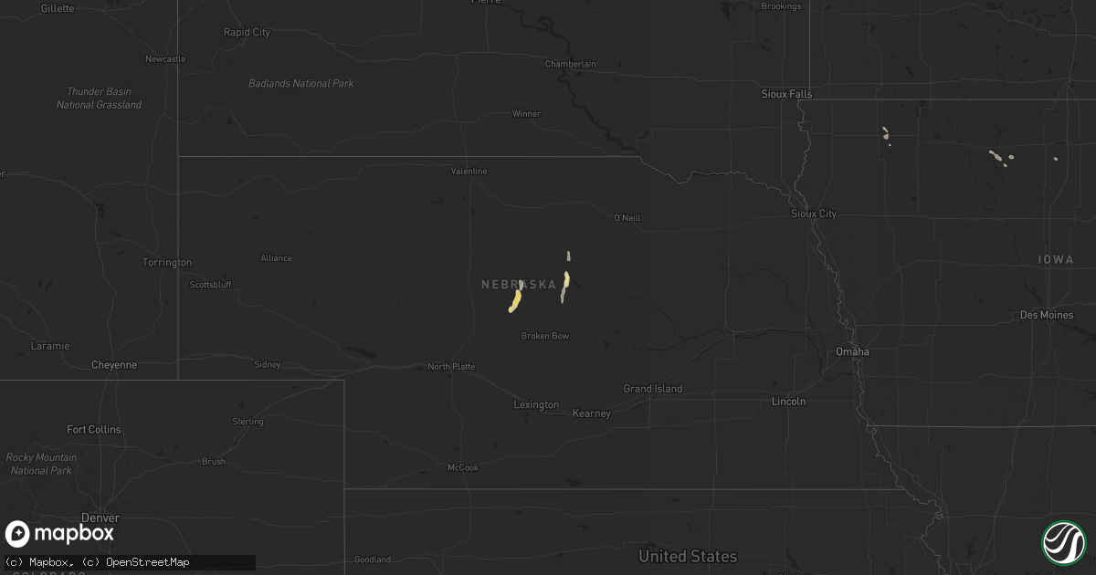 Hail map in Nebraska on June 8, 2017