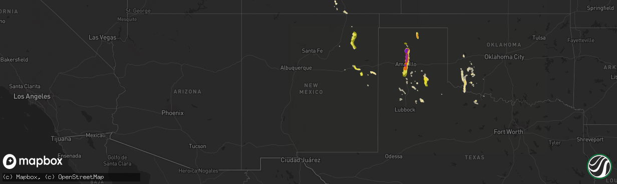 Hail map in New Mexico on June 8, 2017