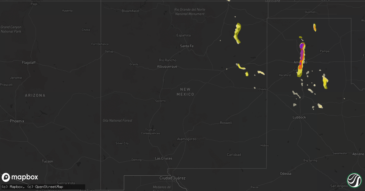 Hail map in New Mexico on June 8, 2017