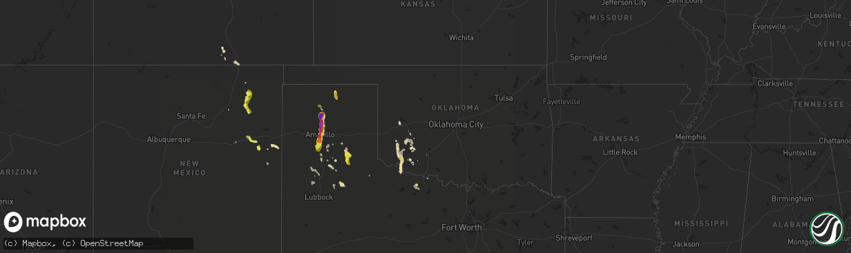 Hail map in Oklahoma on June 8, 2017