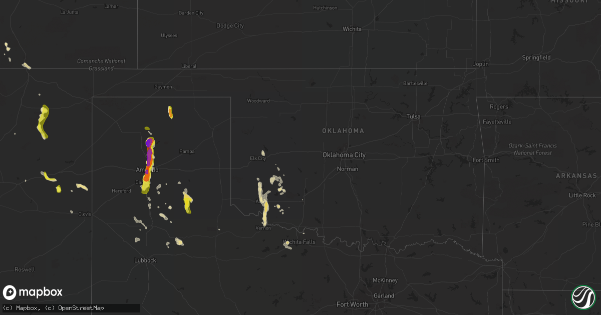 Hail map in Oklahoma on June 8, 2017