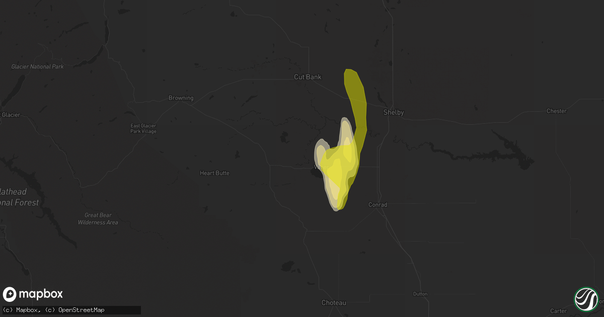 Hail map in Valier, MT on June 8, 2017