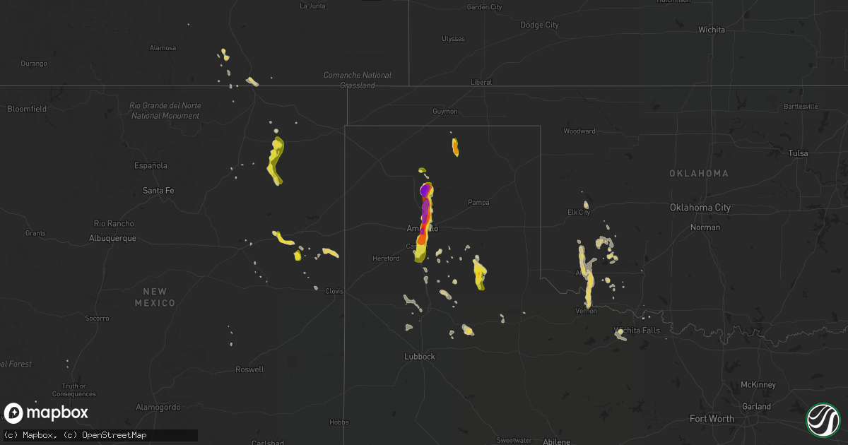Hail map on June 8, 2017