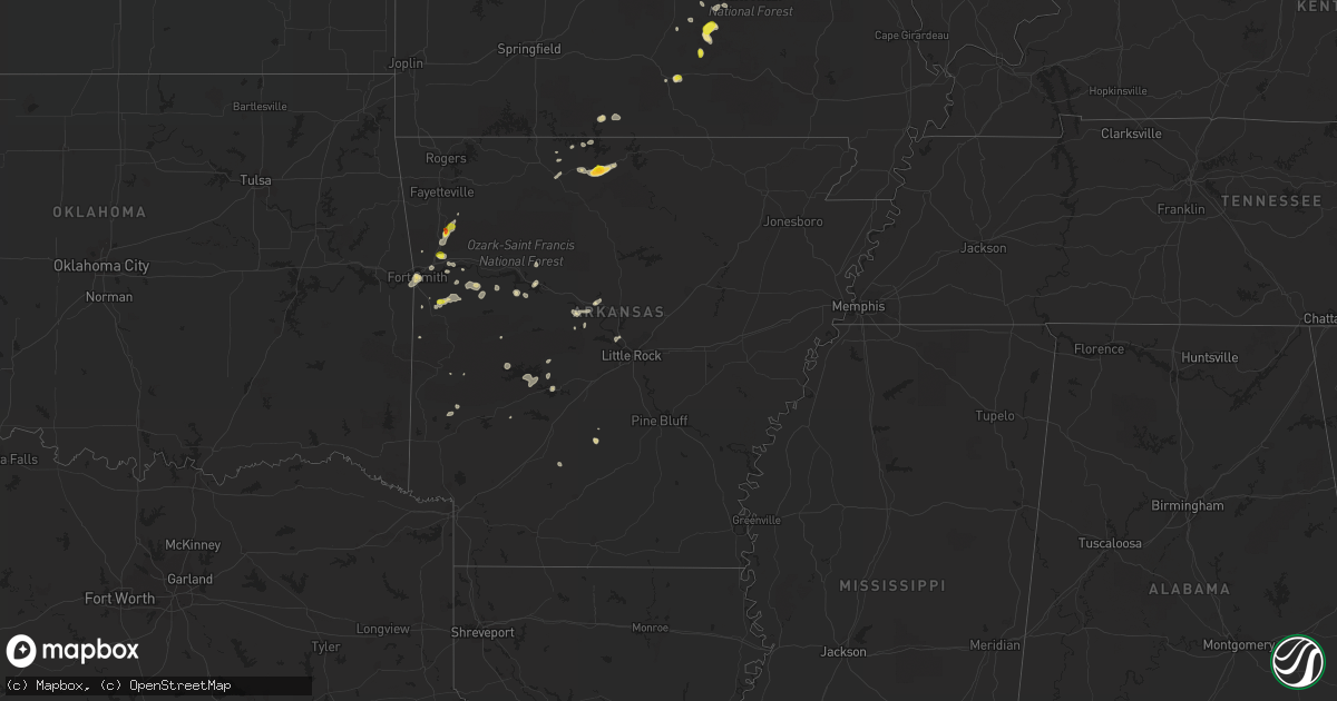 Hail map in Arkansas on June 8, 2018