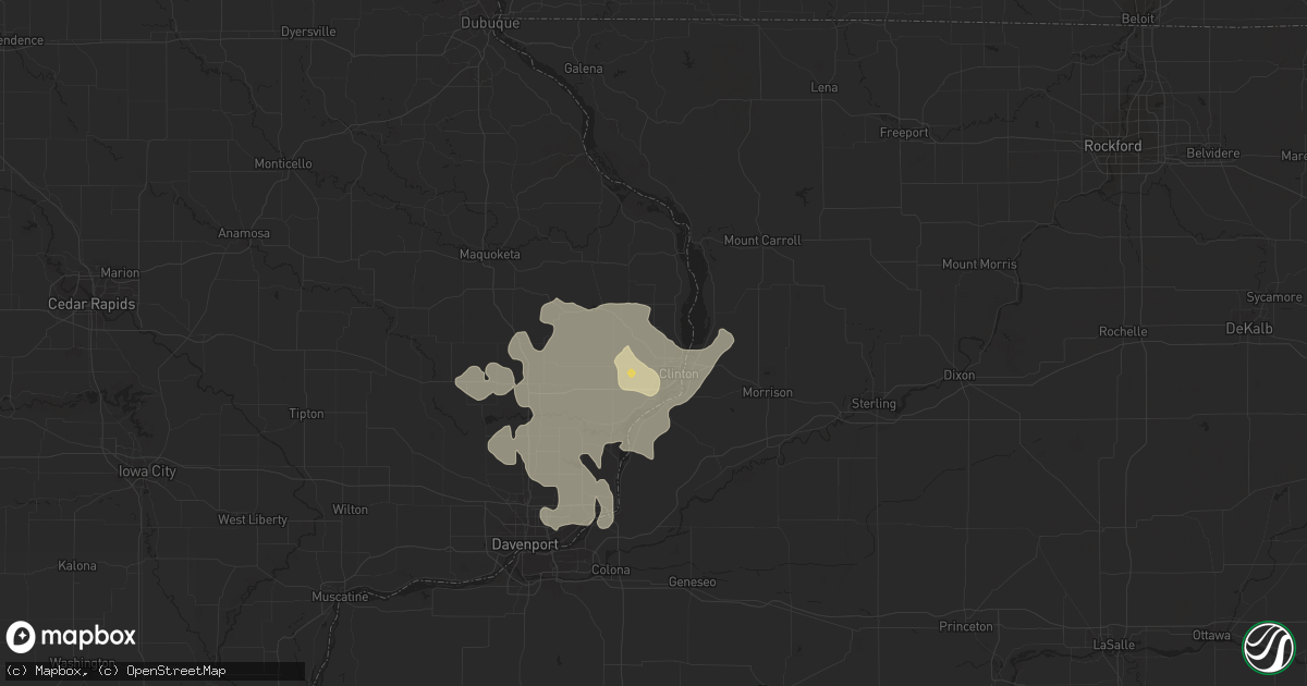 Hail map in Clinton, IA on June 8, 2018