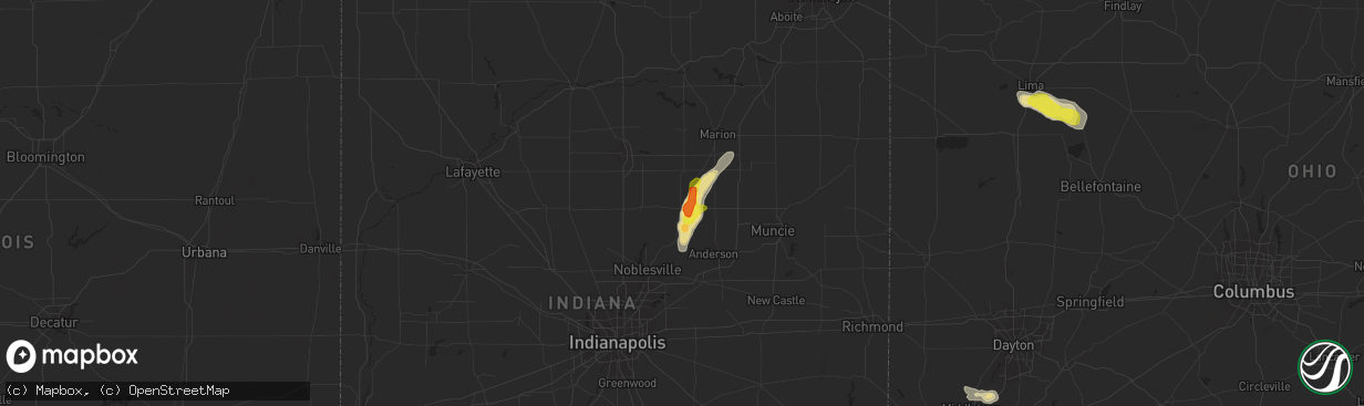 Hail map in Elwood, IN on June 8, 2018