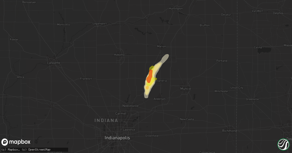 Hail map in Elwood, IN on June 8, 2018