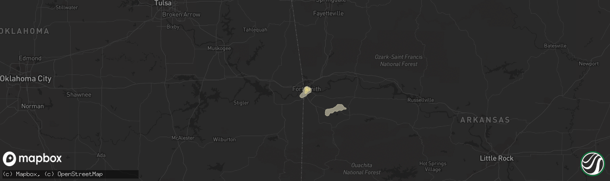 Hail map in Fort Smith, AR on June 8, 2018