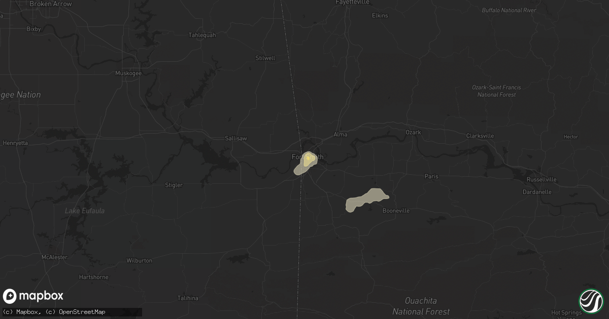 Hail map in Fort Smith, AR on June 8, 2018