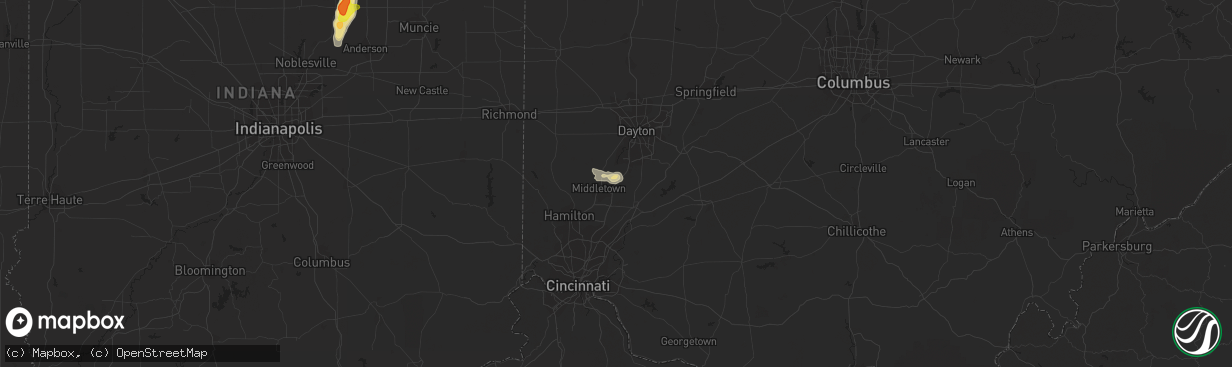 Hail map in Franklin, OH on June 8, 2018