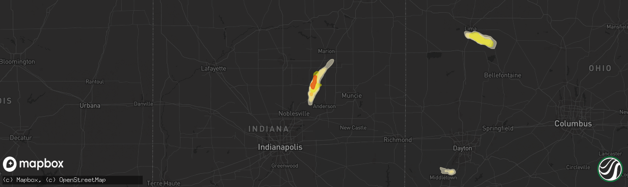 Hail map in Frankton, IN on June 8, 2018