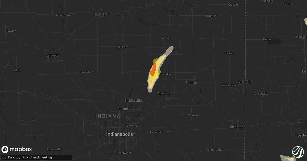 Hail map in Frankton, IN on June 8, 2018