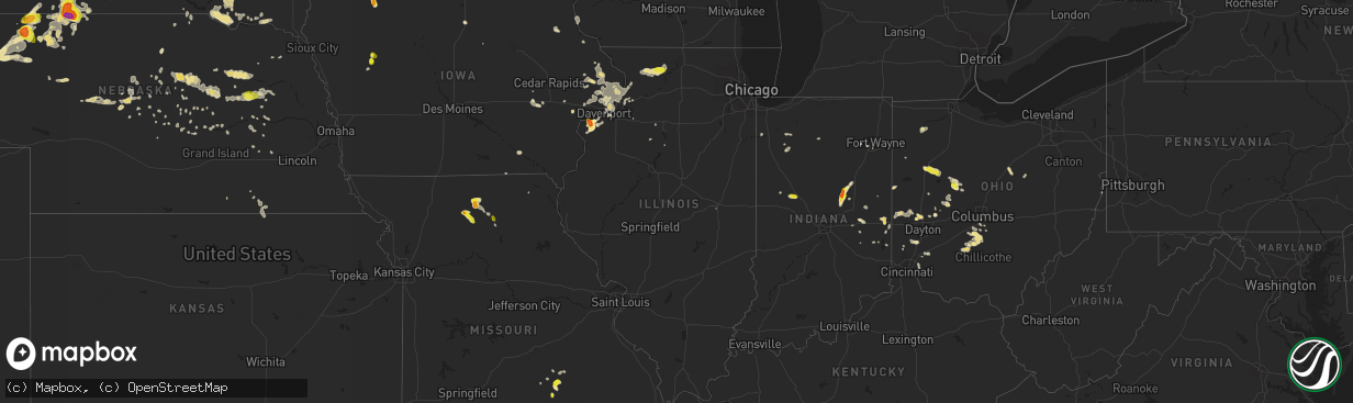 Hail map in Illinois on June 8, 2018