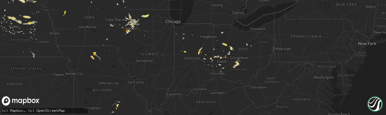 Hail map in Indiana on June 8, 2018