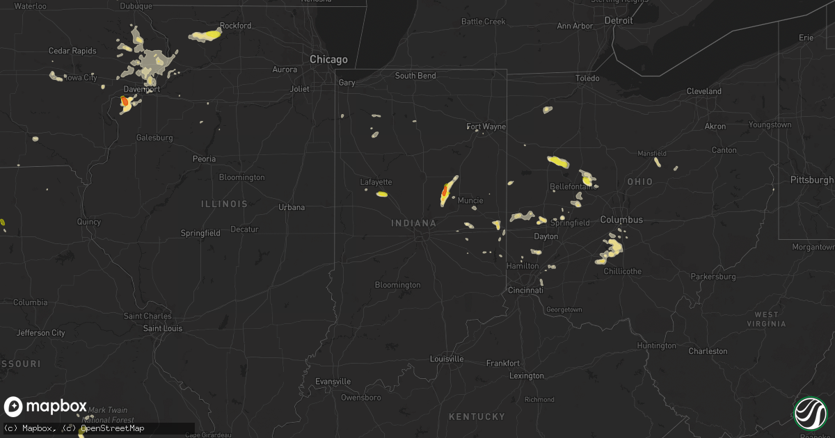 Hail map in Indiana on June 8, 2018