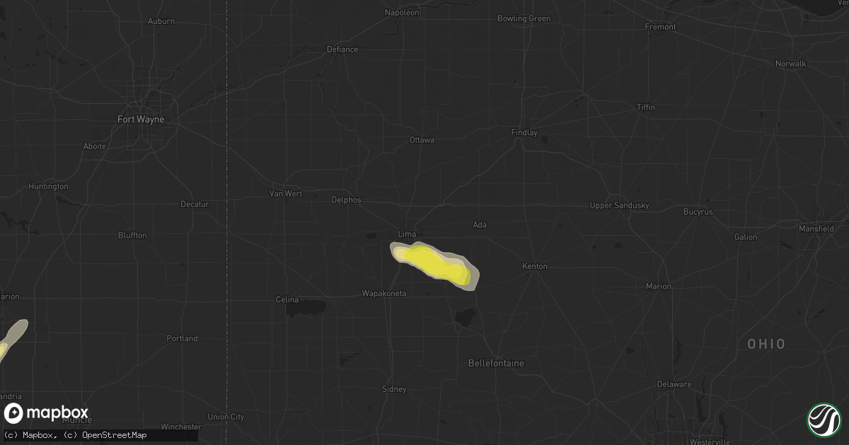 Hail map in Lima, OH on June 8, 2018