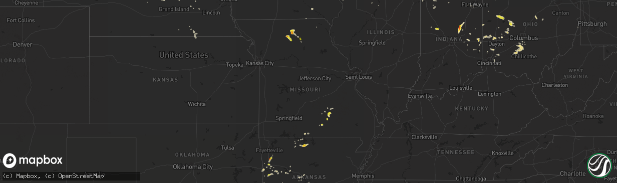 Hail map in Missouri on June 8, 2018