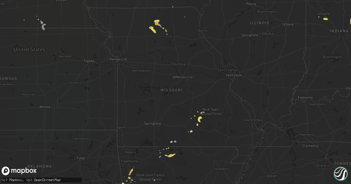 Hail map in Missouri on June 8, 2018