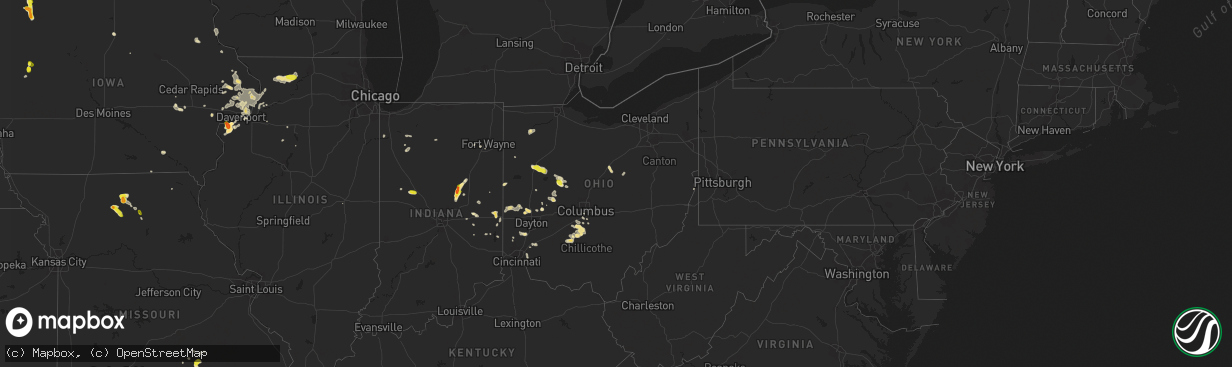 Hail map in Ohio on June 8, 2018