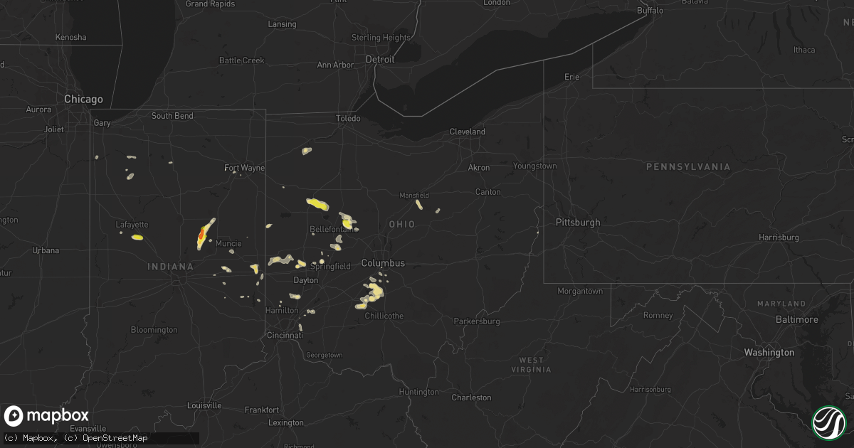 Hail map in Ohio on June 8, 2018