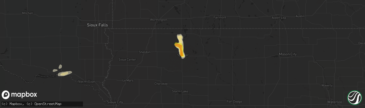 Hail map in Spencer, IA on June 8, 2018