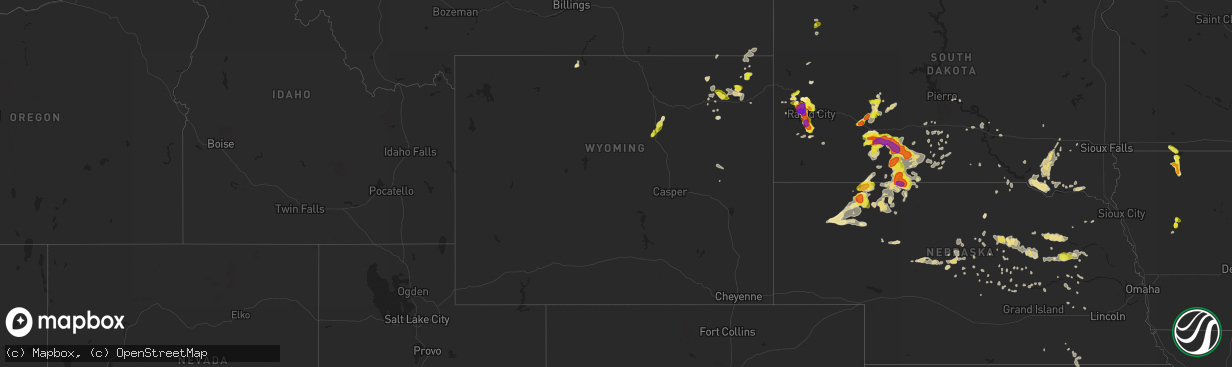 Hail map in Wyoming on June 8, 2018