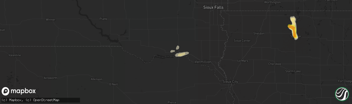 Hail map in Yankton, SD on June 8, 2018