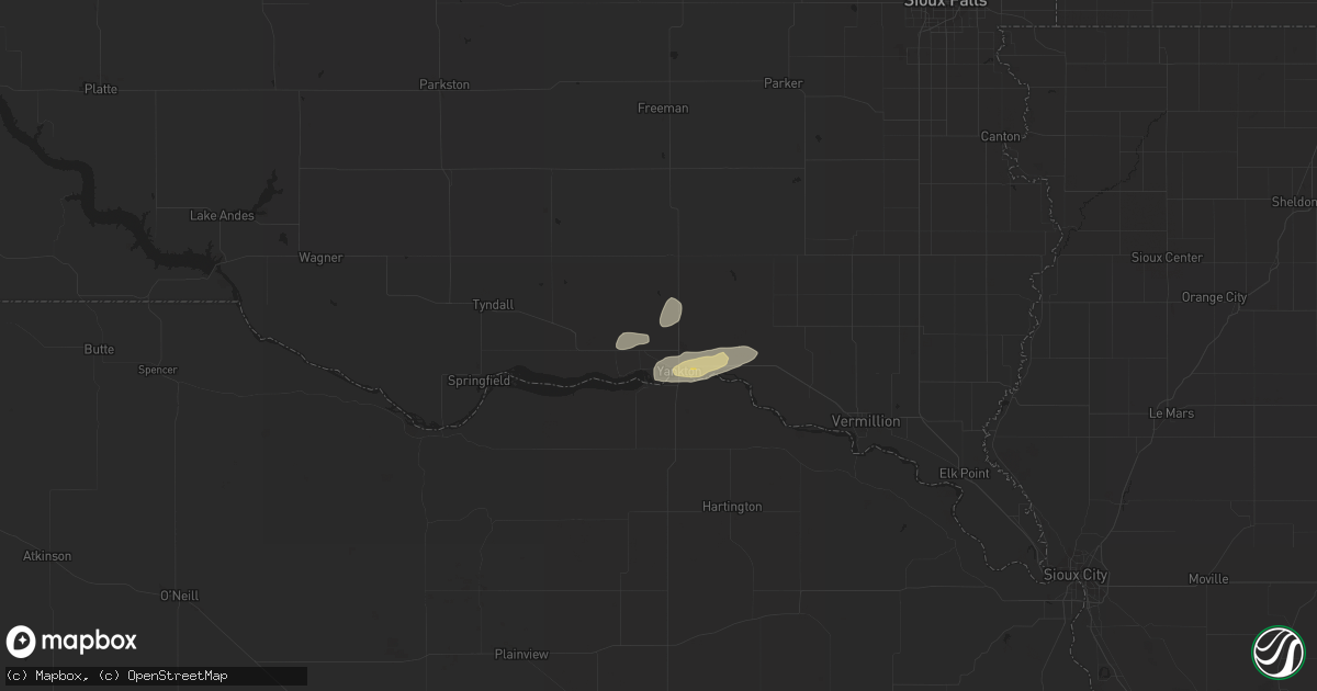 Hail map in Yankton, SD on June 8, 2018
