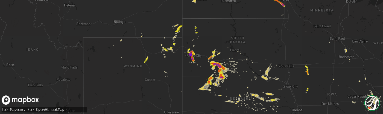 Hail map on June 8, 2018