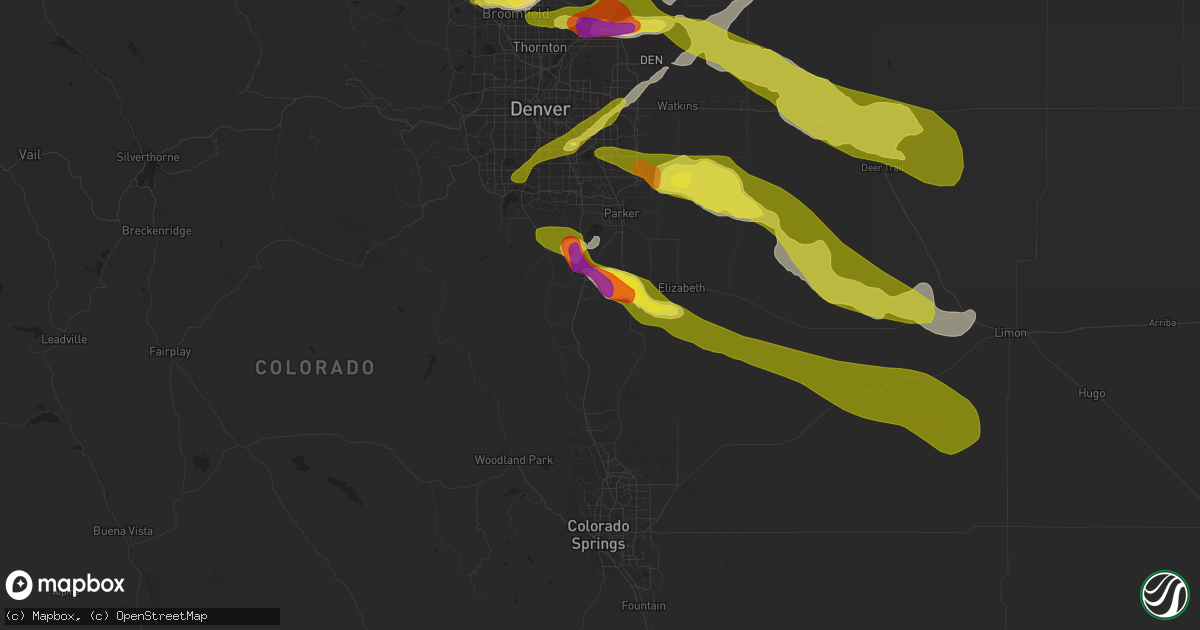 Hail map in Castle Rock, CO on June 8, 2019
