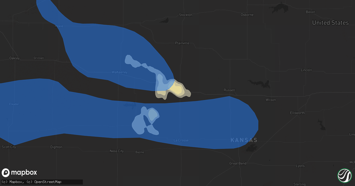 Hail map in Hays, KS on June 8, 2019