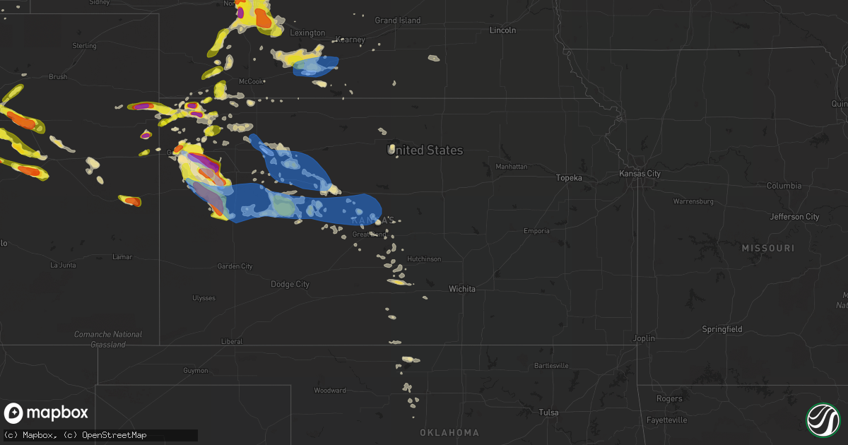 Hail map in Kansas on June 8, 2019