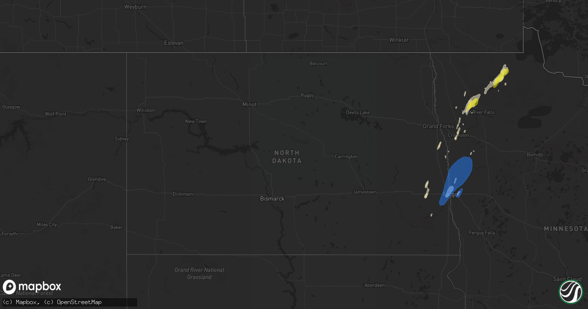 Hail map in North Dakota on June 8, 2019