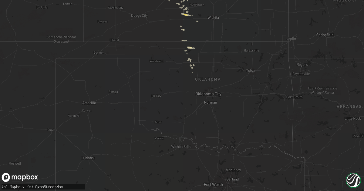Hail map in Oklahoma on June 8, 2019