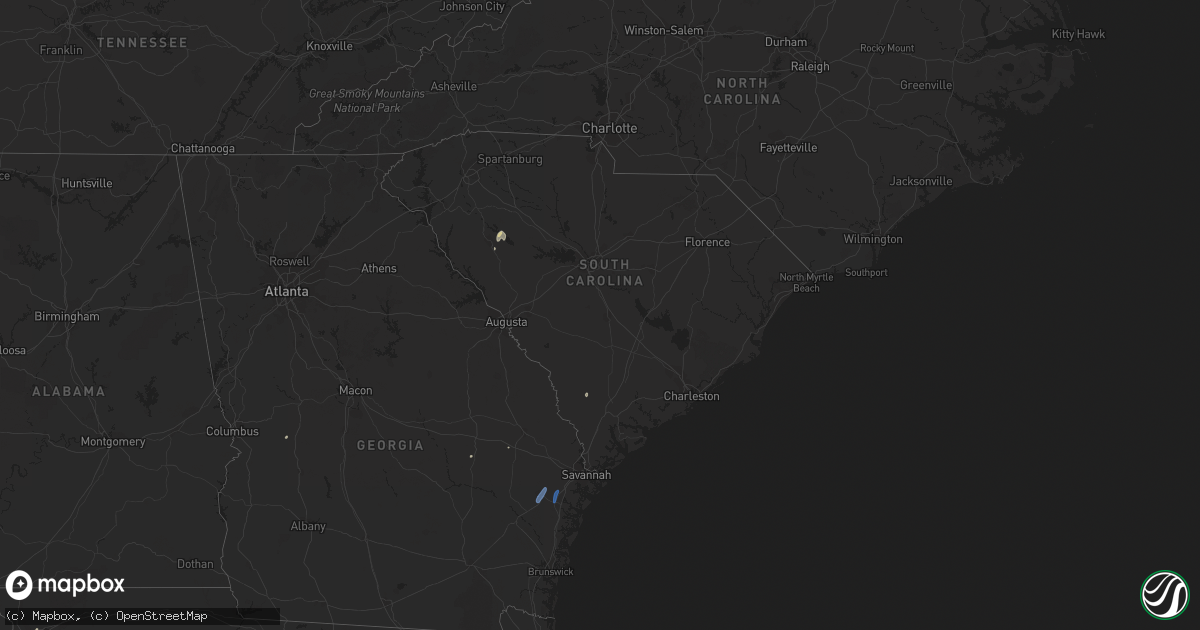 Hail map in South Carolina on June 8, 2019