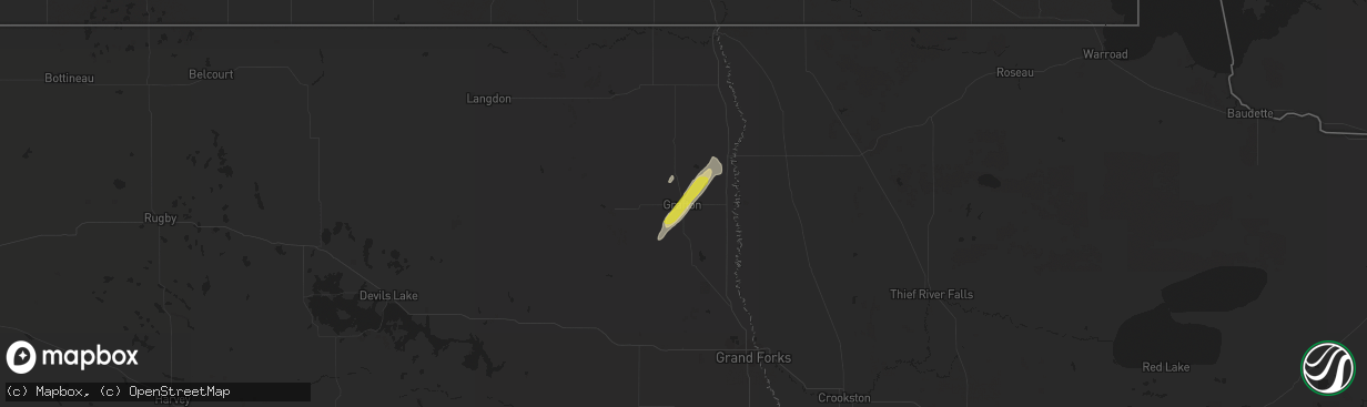 Hail map in Grafton, ND on June 8, 2020