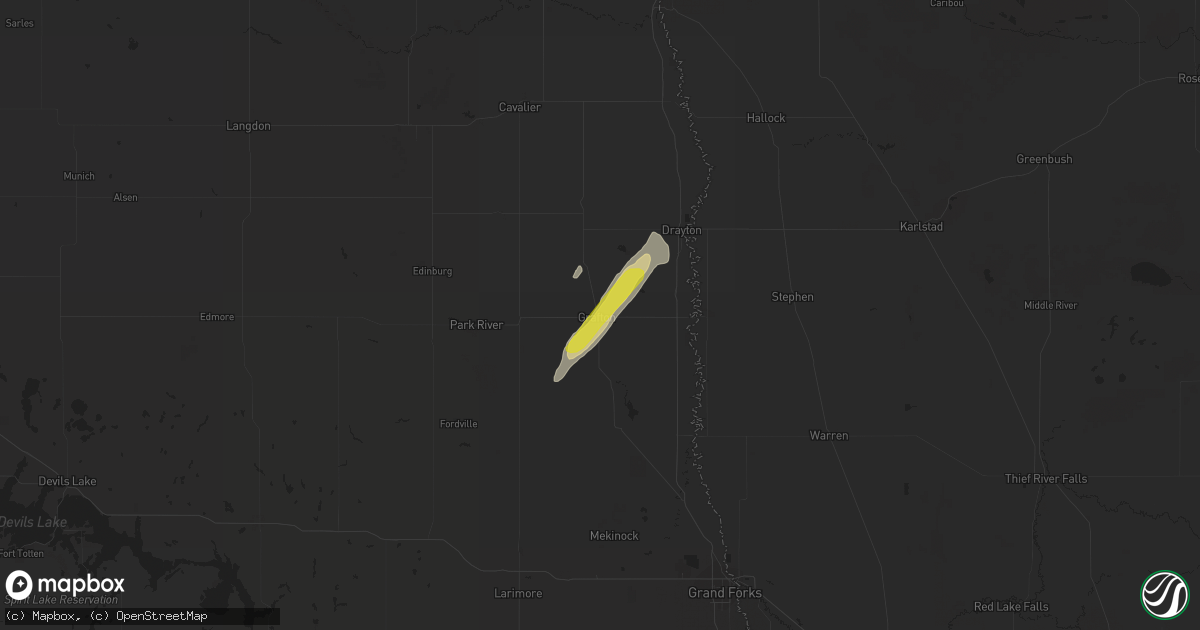 Hail map in Grafton, ND on June 8, 2020