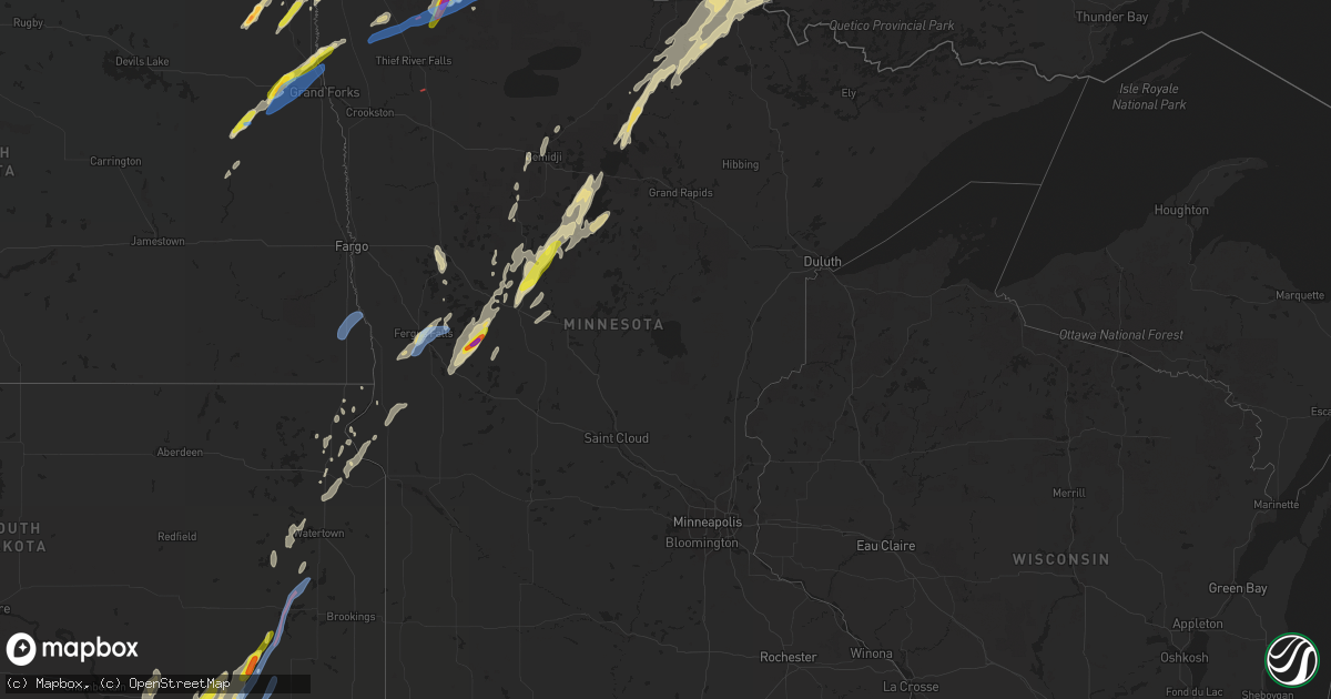 Hail map in Minnesota on June 8, 2020