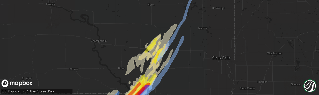 Hail map in Mitchell, SD on June 8, 2020