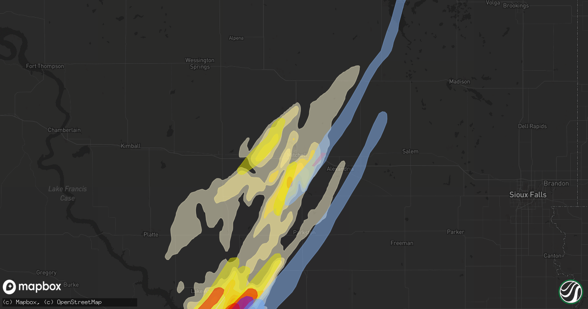 Hail map in Mitchell, SD on June 8, 2020