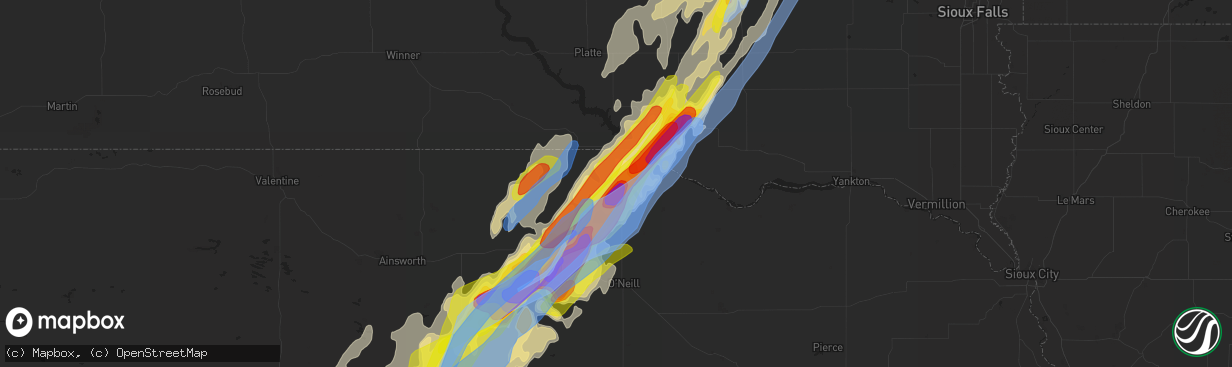 Hail map in Spencer, NE on June 8, 2020