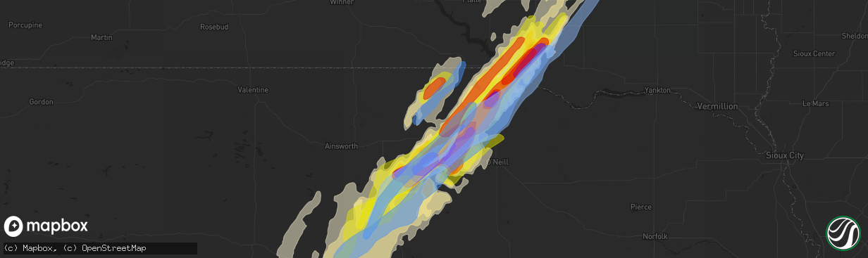 Hail map in Stuart, NE on June 8, 2020