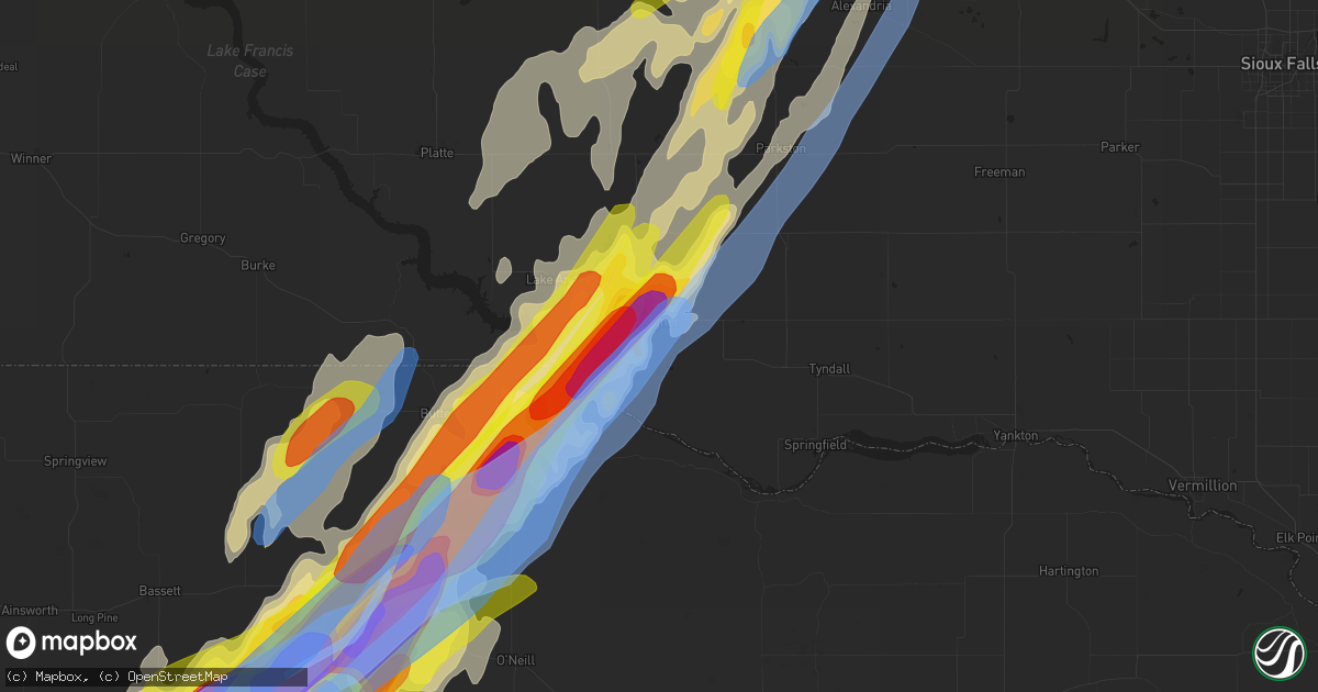 Hail map in Wagner, SD on June 8, 2020