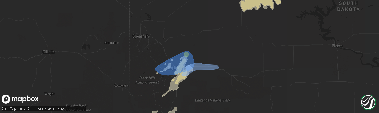 Hail map in Box Elder, SD on June 8, 2021