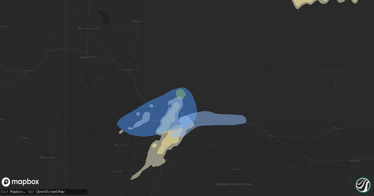 Hail map in Box Elder, SD on June 8, 2021