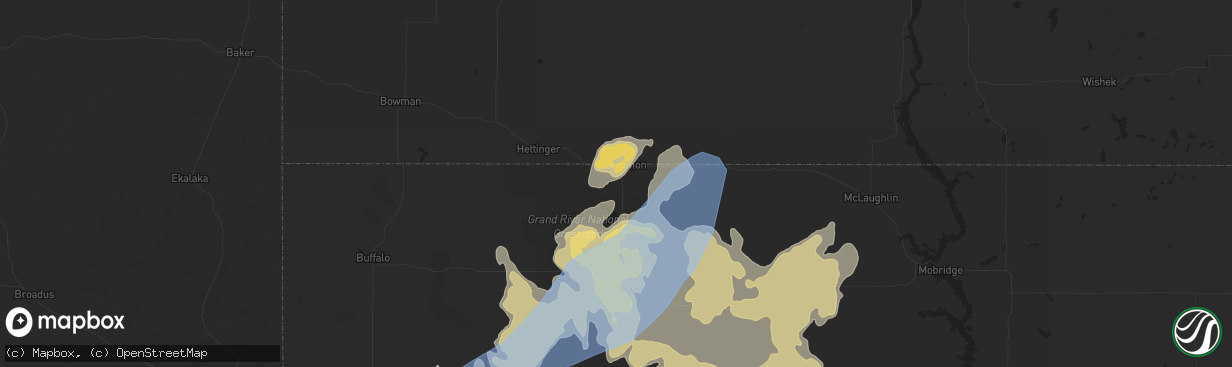 Hail map in Lemmon, SD on June 8, 2021