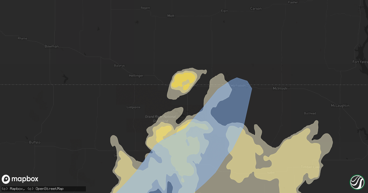 Hail map in Lemmon, SD on June 8, 2021